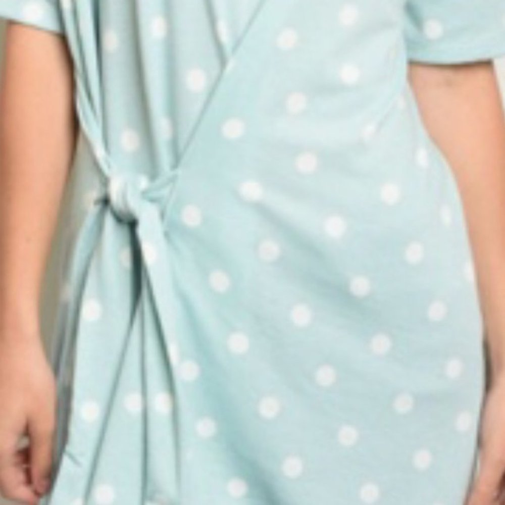 Womens mint and white polka dot tie tunic size S - Picture 4 of 4